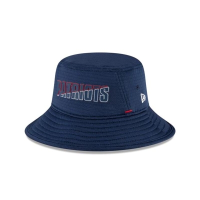 Blue New England Patriots Hat - New Era NFL Official Summer Sideline Stretch Bucket Hat USA6345197